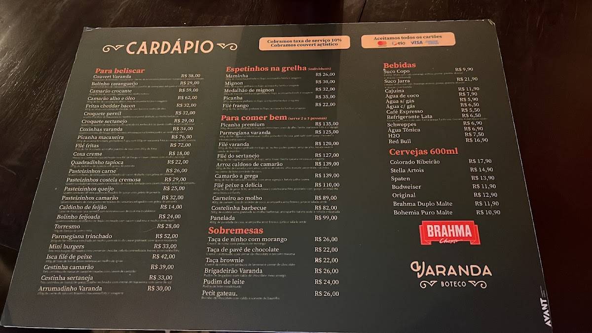 Varanda Boteco cardápio