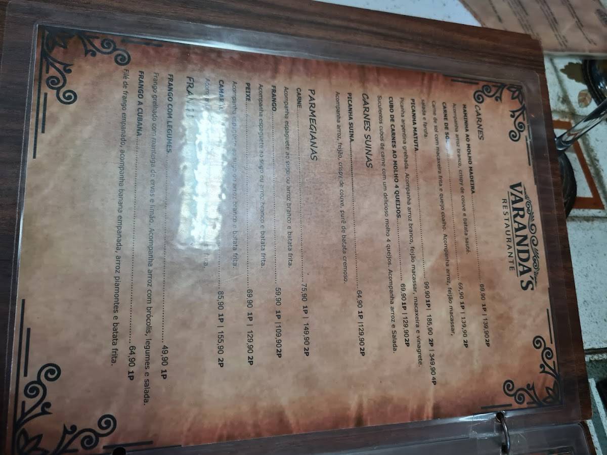 Varanda's Restaurante cardápio