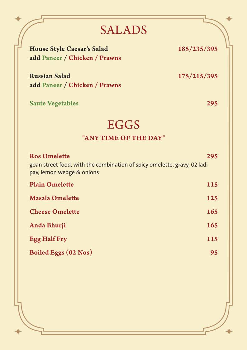 Farmhouse Sea n Sand menu