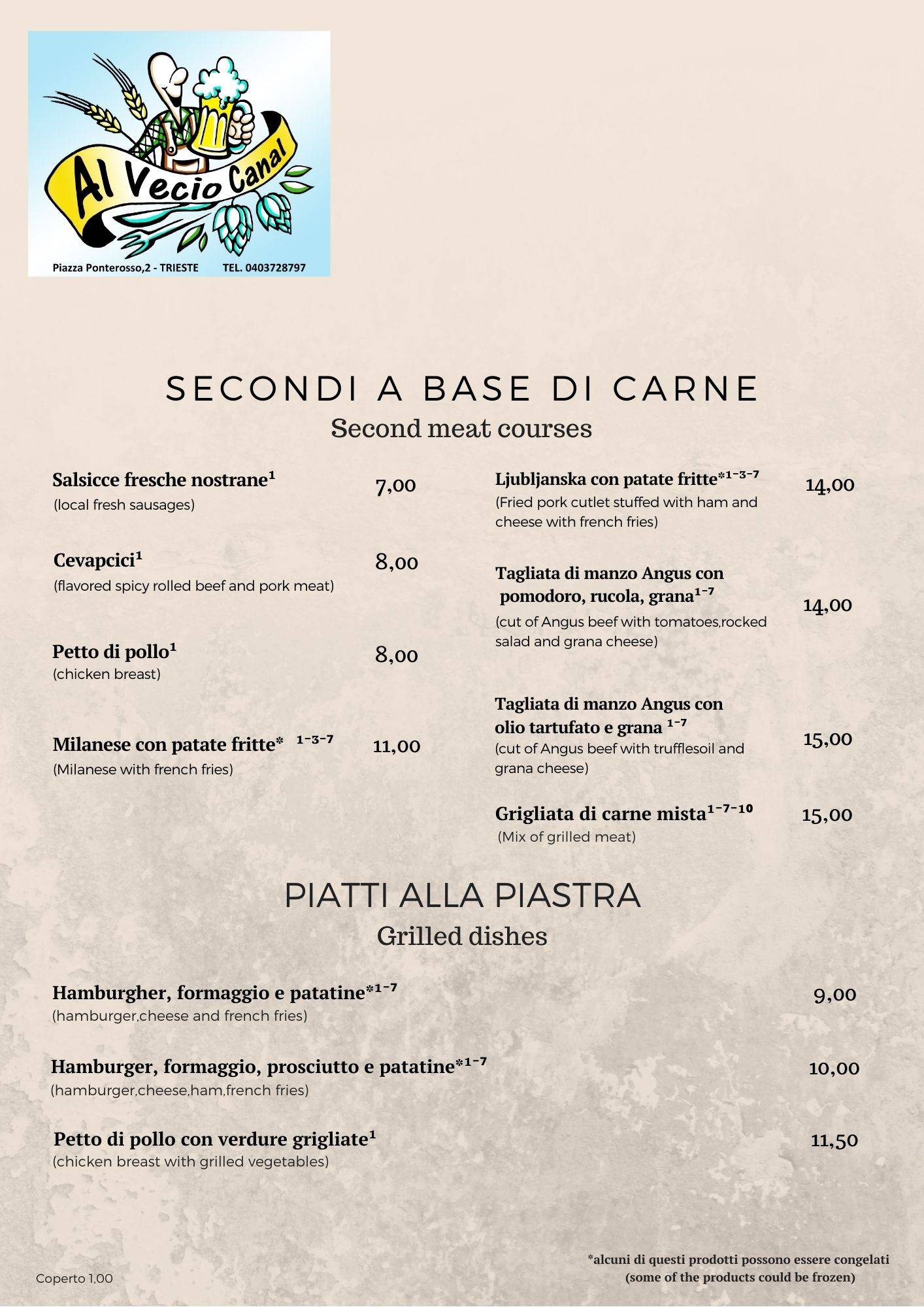 Menu di Vecio Canal 
