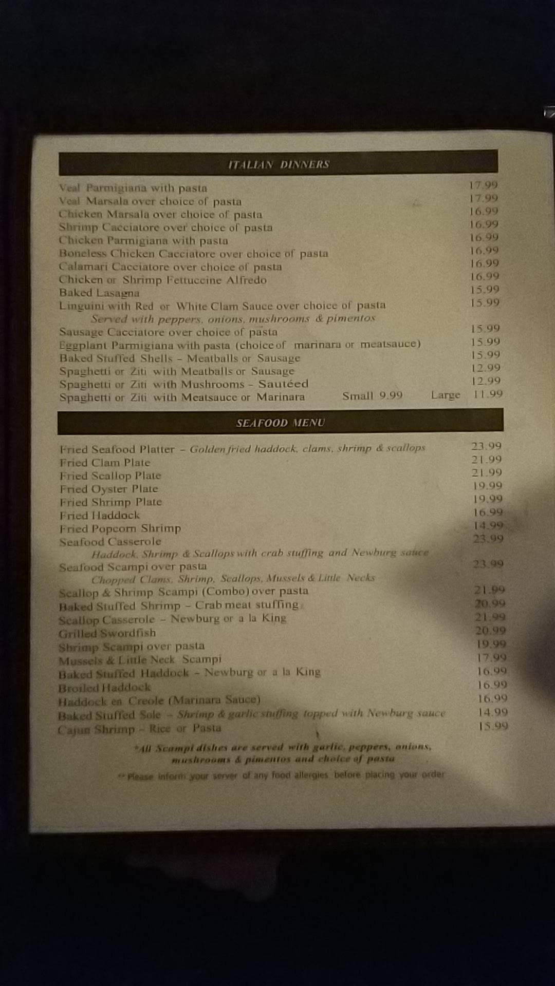 Menu at Vel's Family Restaurant & Lounge, Wareham