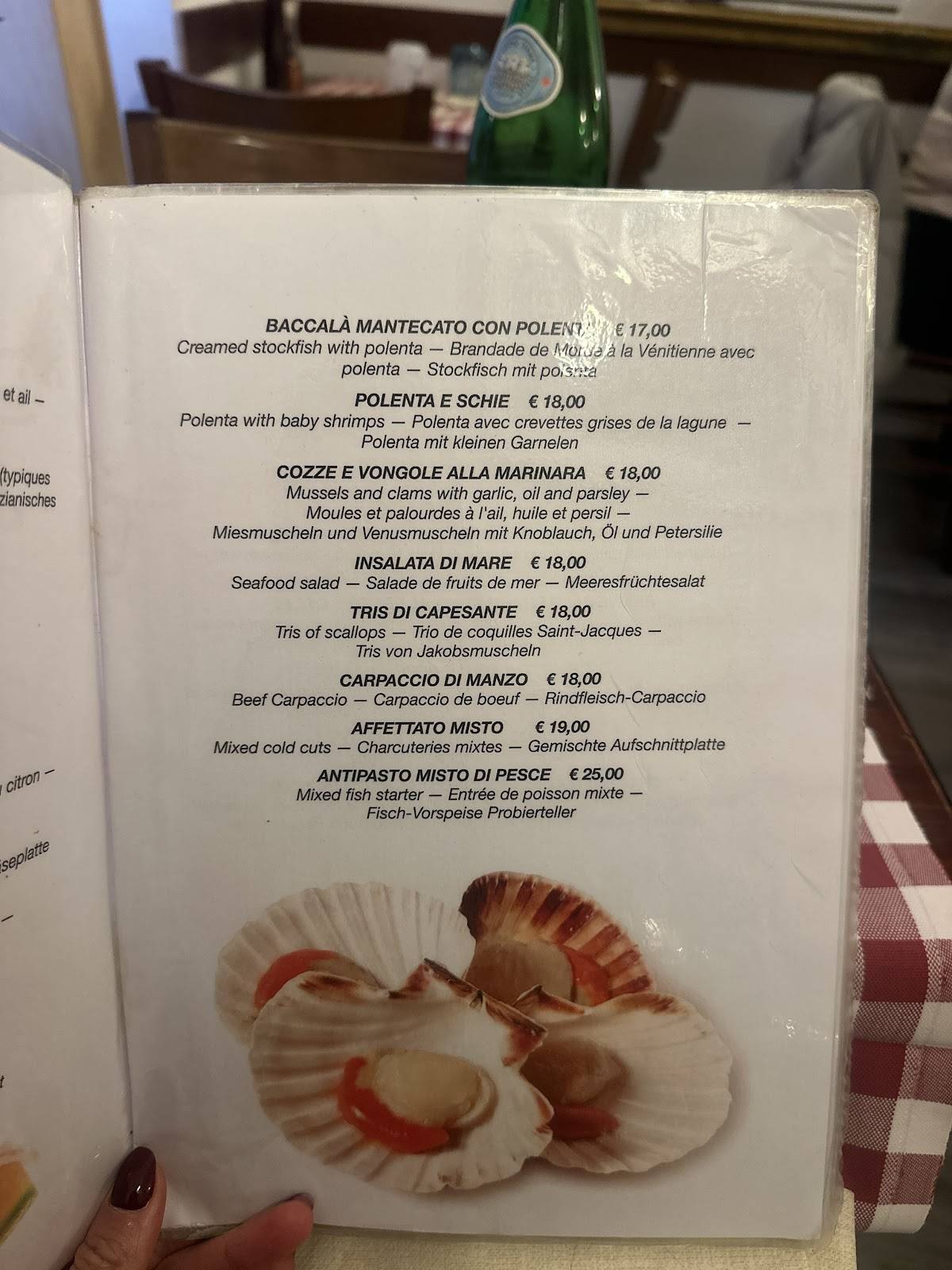 Menu di Bacaro Quebrado - Cicchetti a Venezia 