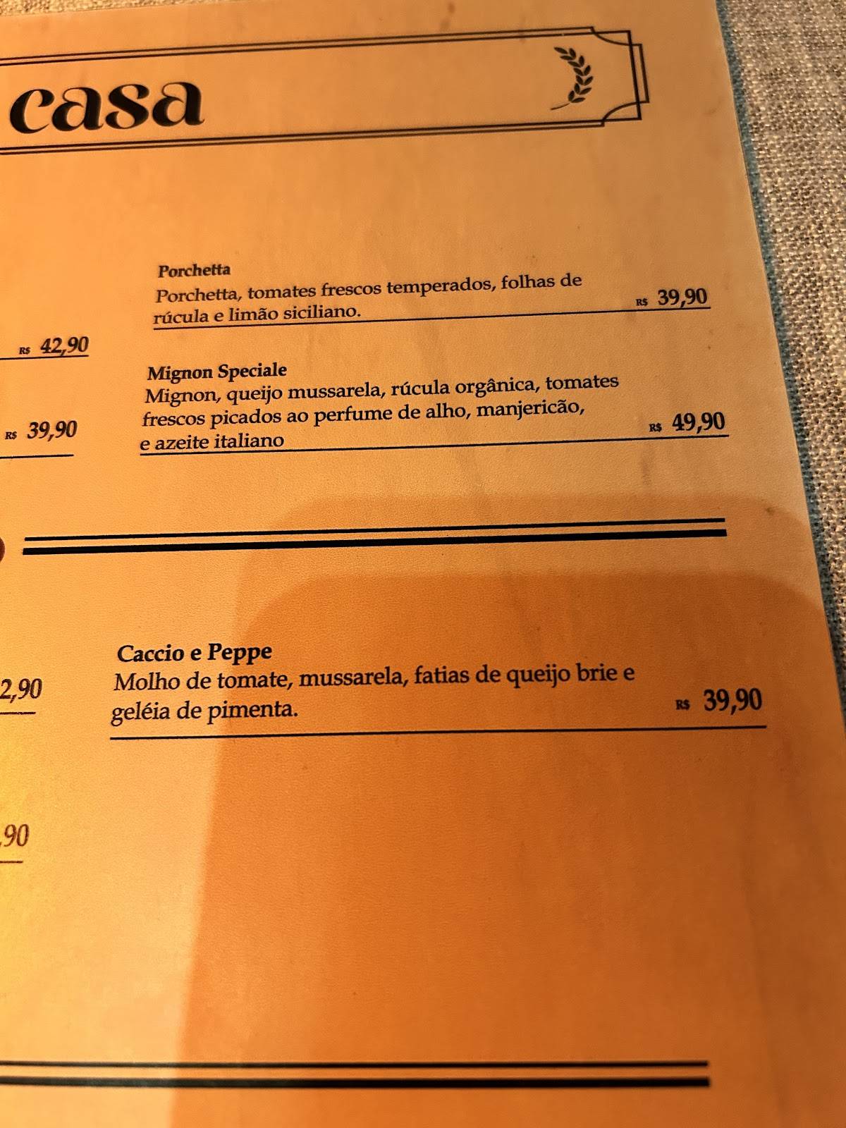 Verace Empório & Panetteria cardápio
