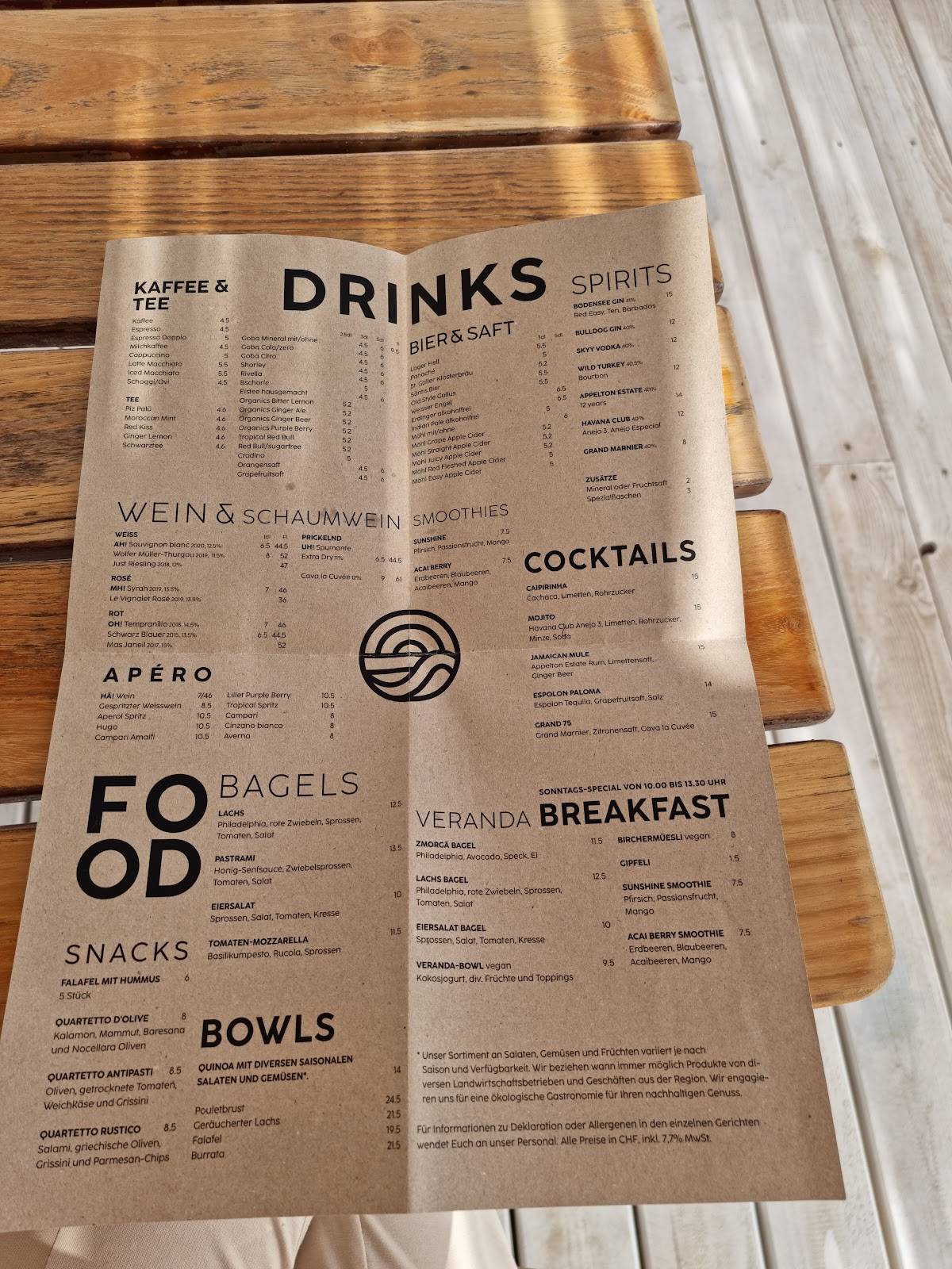 Menu di Veranda Arbon 