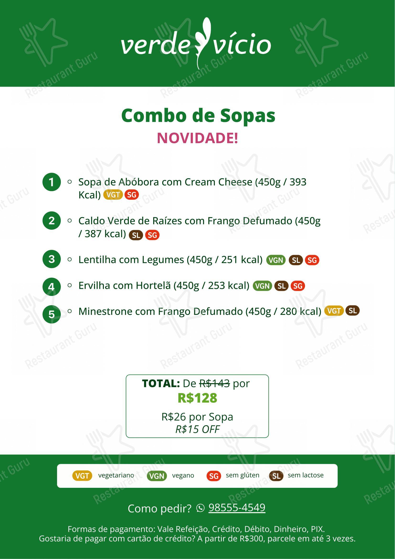 Menu para Verde Vício em Rio de Janeiro