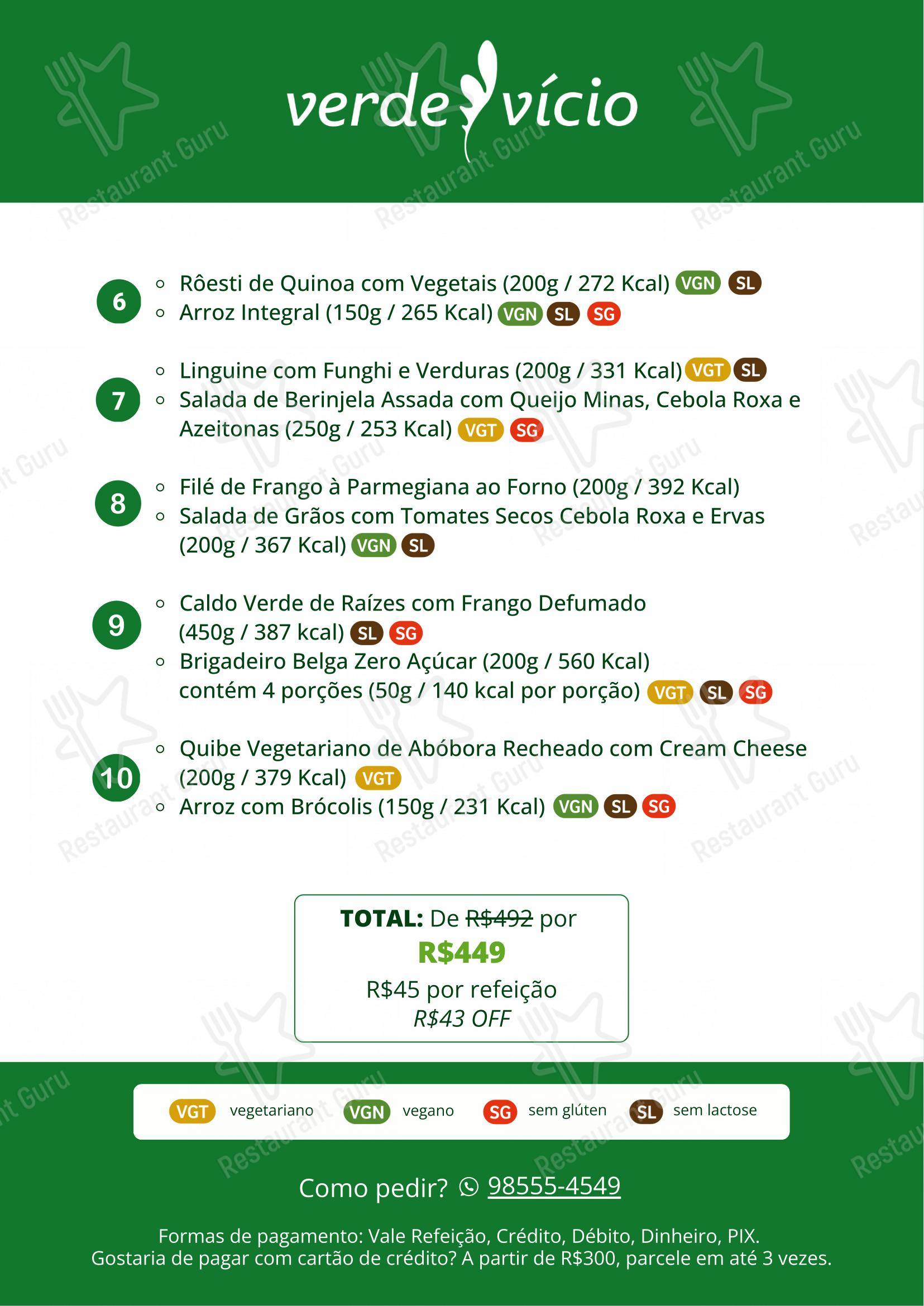 Verde Vício em Rio de Janeiro - Menu