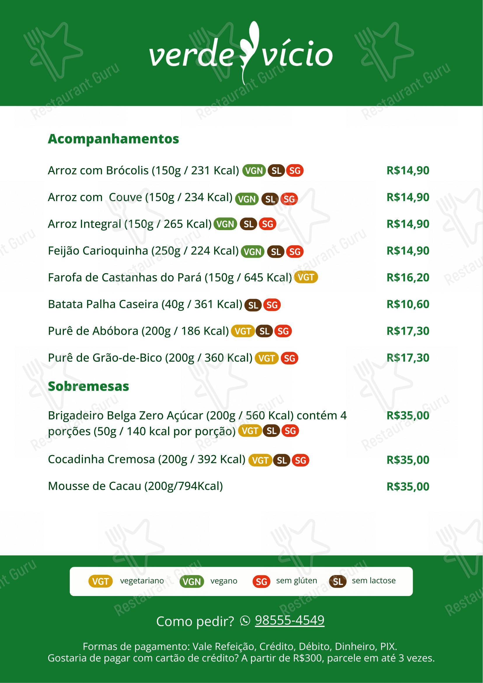 Verde Vício em Rio de Janeiro - Menu