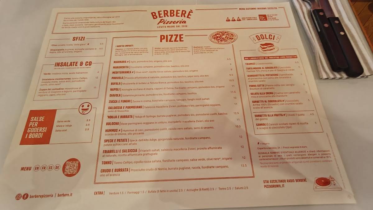 Menu di Berberè Verona 