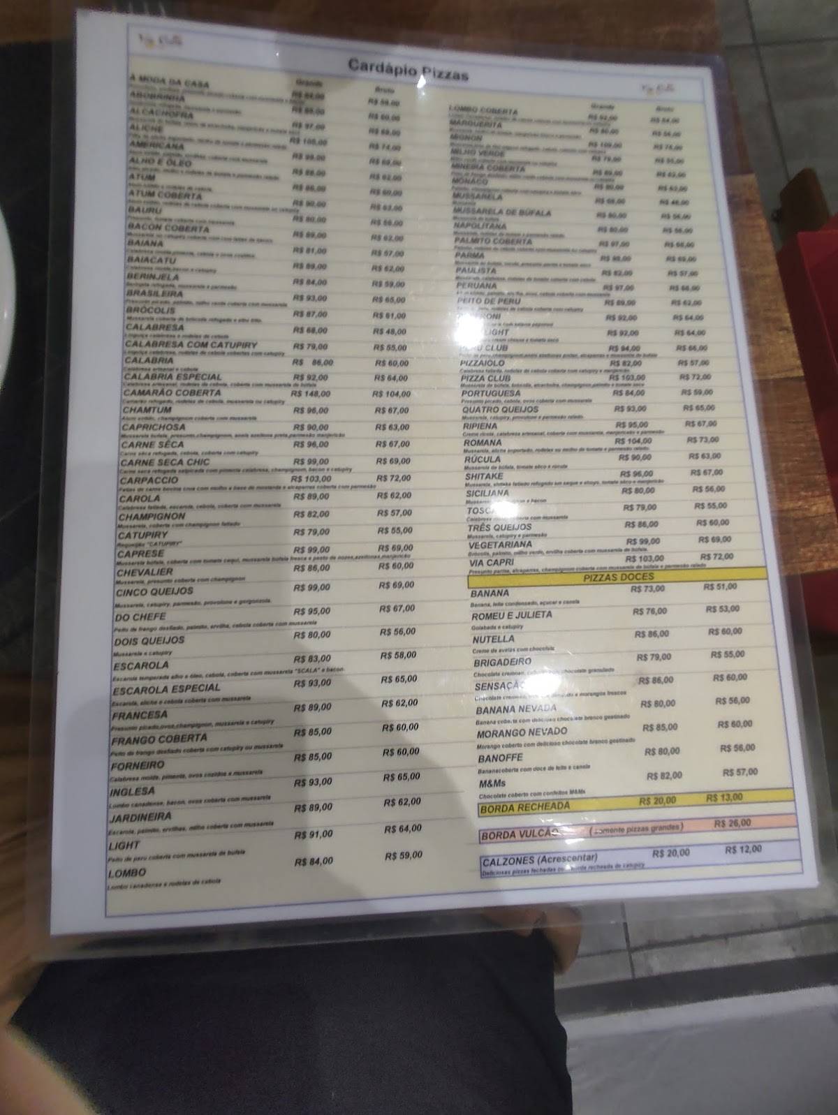 Via Capri Pizza Club cardápio