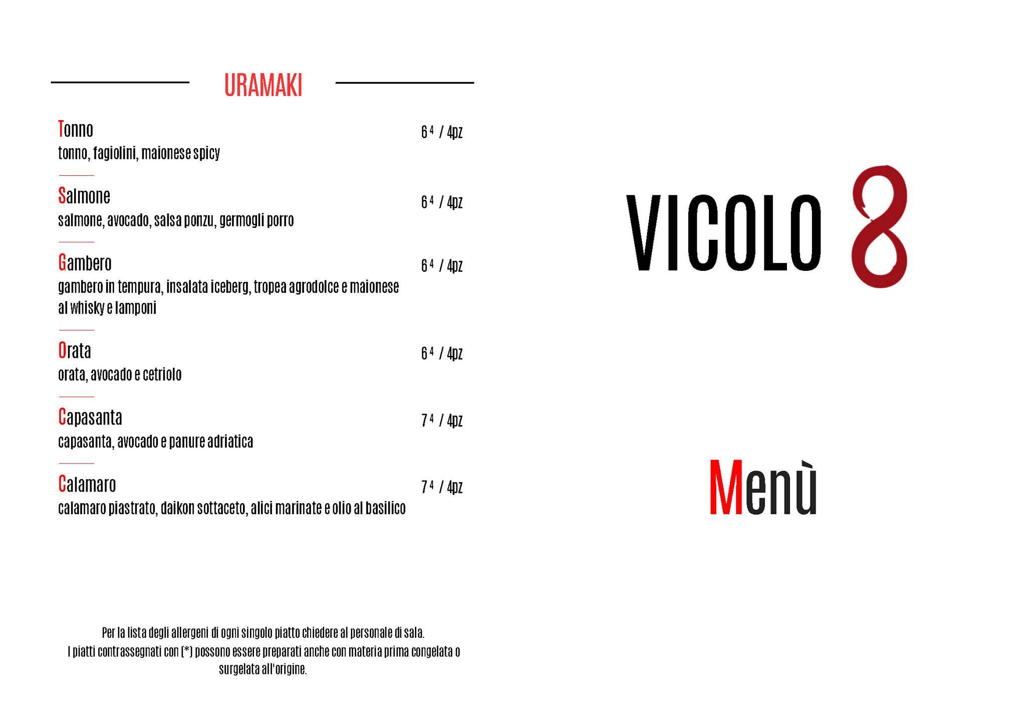 Menu di Vicolo 8 