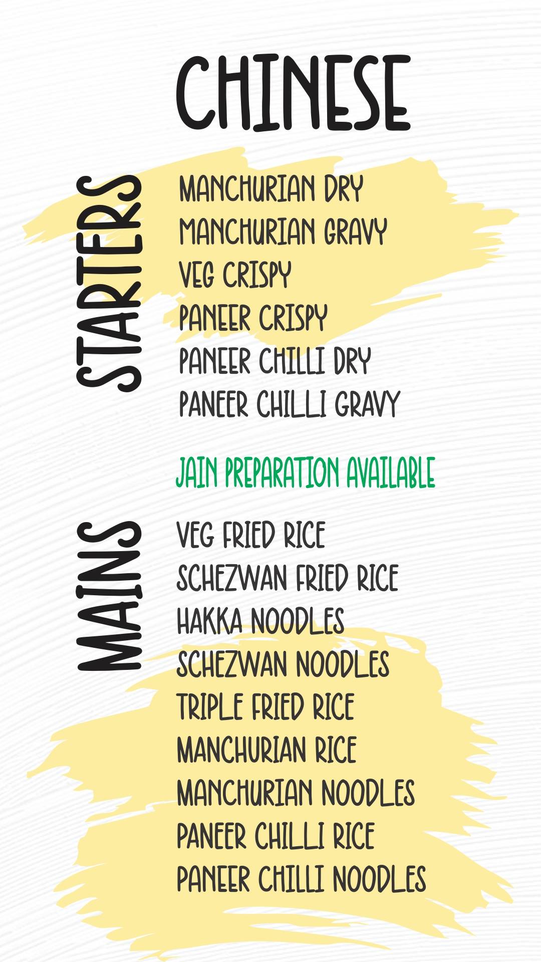 Videsi Locha menu