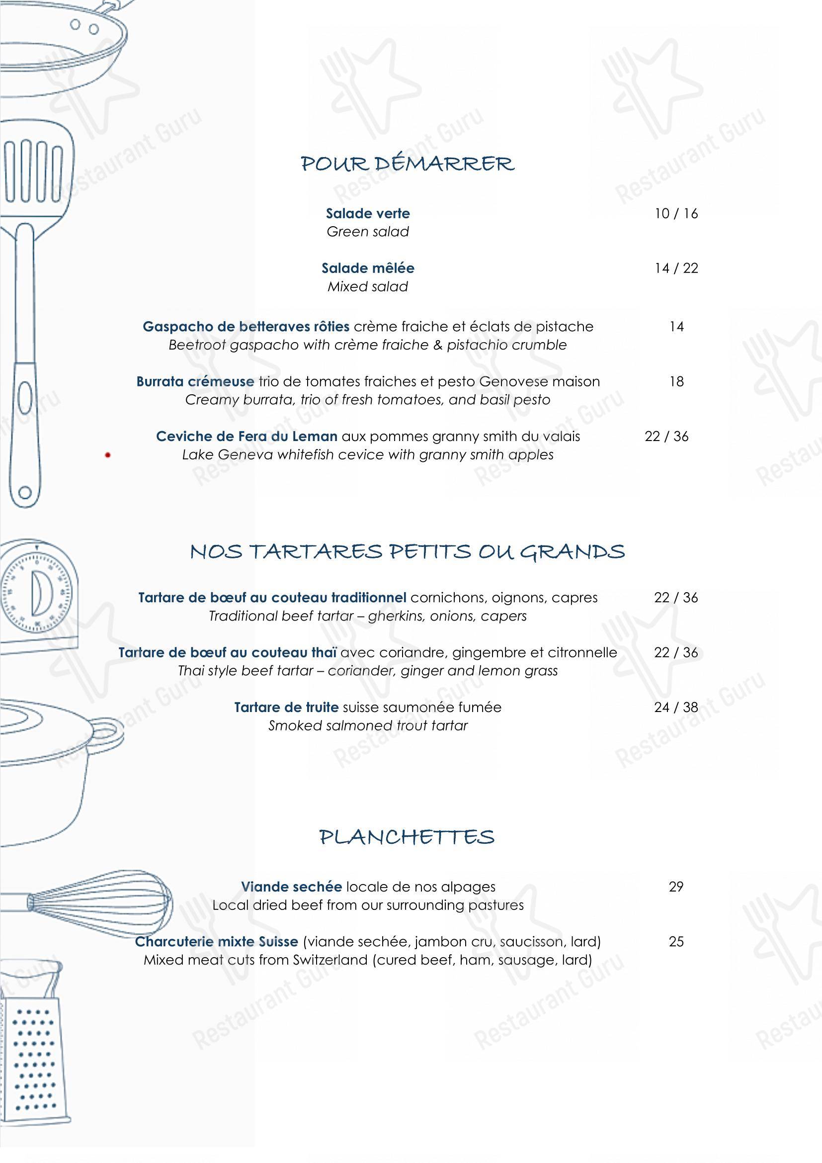 Menu di Vieux Villars - Menu