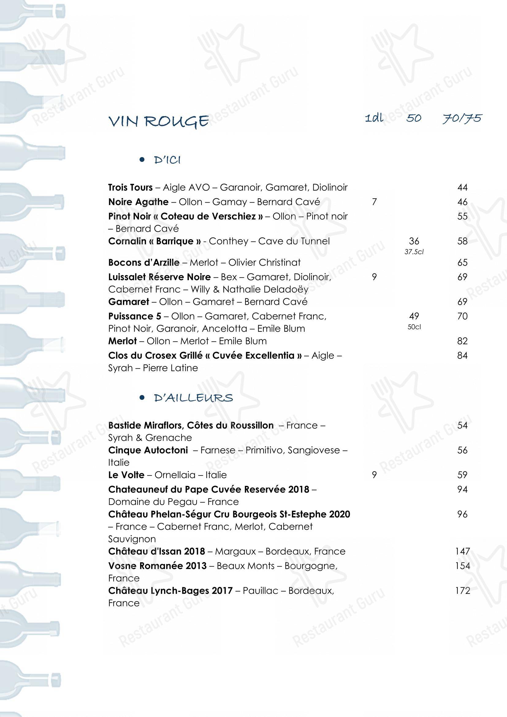 Menu di Vieux Villars - Menu