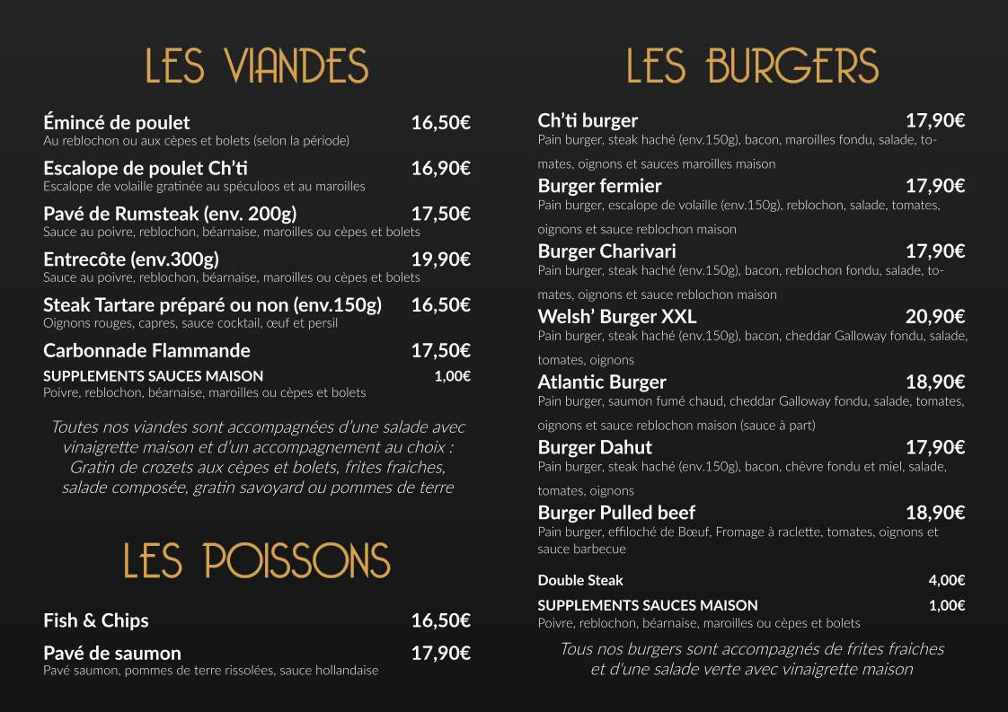Menu de Ch'ti Charivari