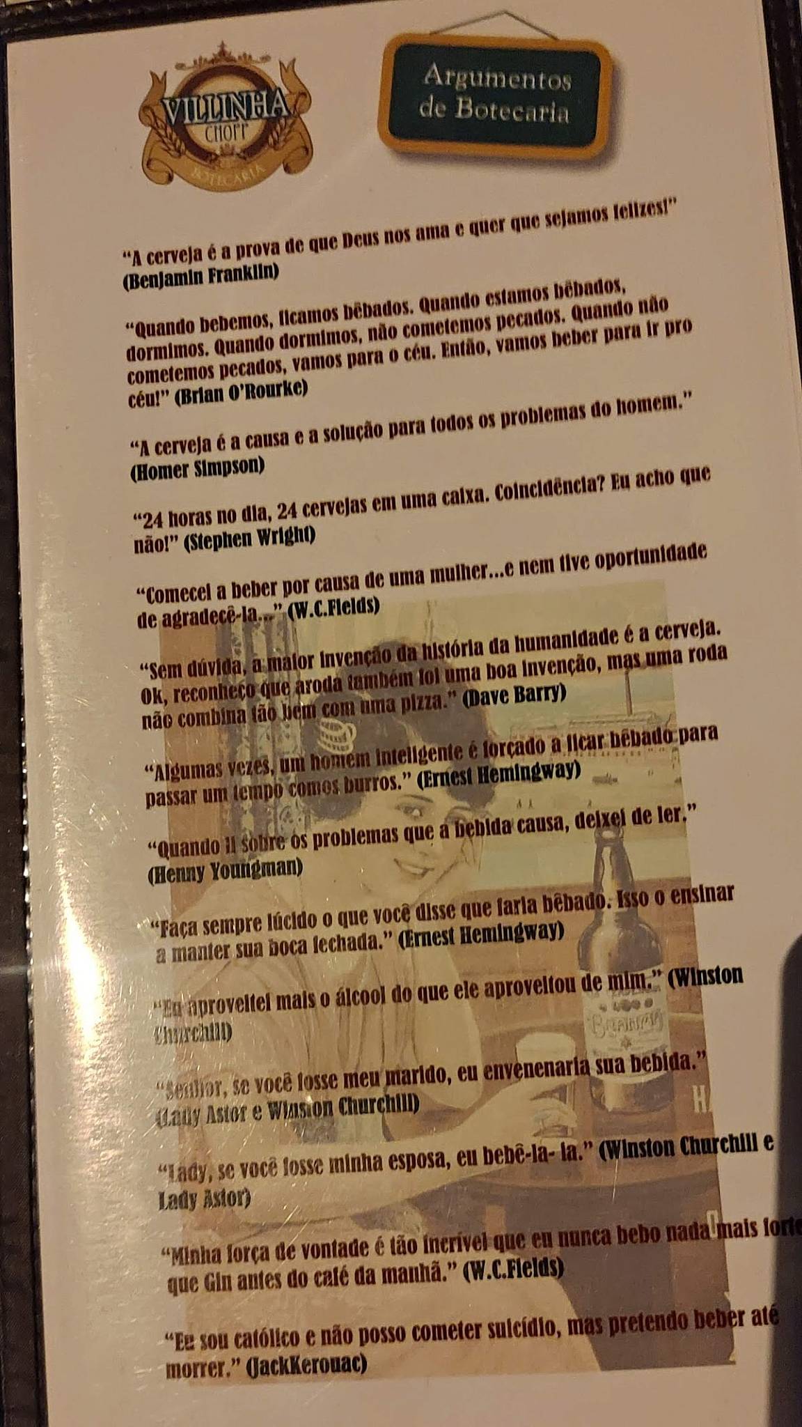 Villinha Chopp Botecaria cardápio
