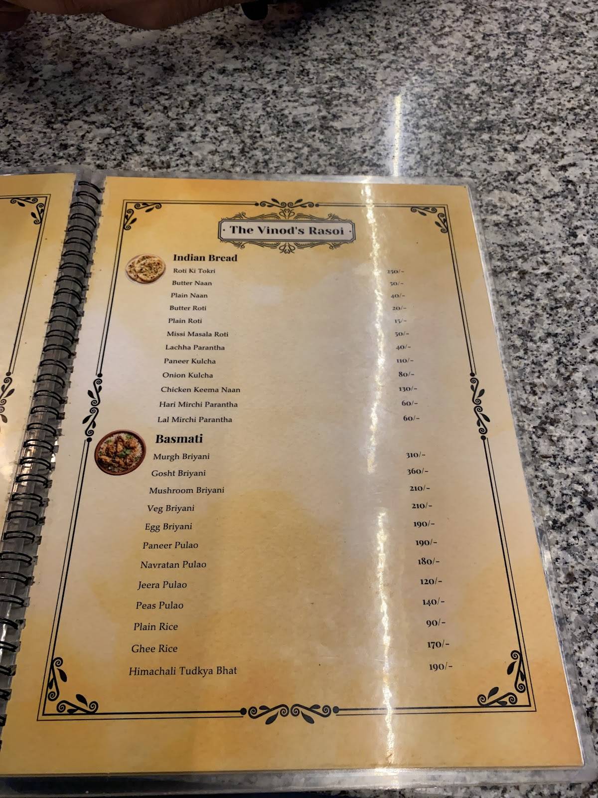 Vinod’s Rasoi menu