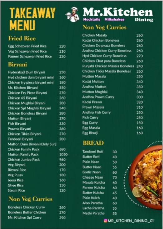 Mr.Kitchen Dining menu