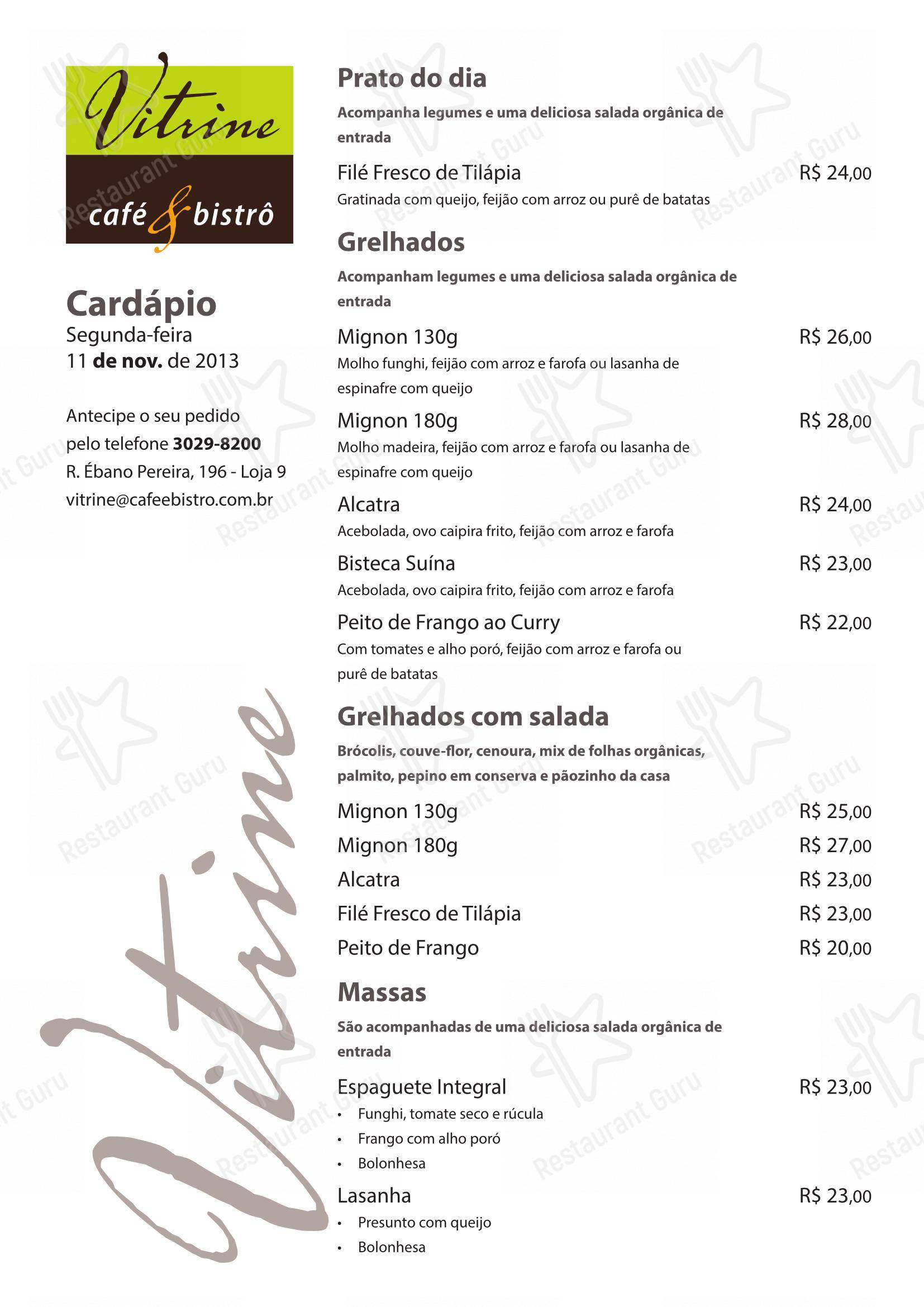 Lunch Menu para Vitrine Café em Curitiba