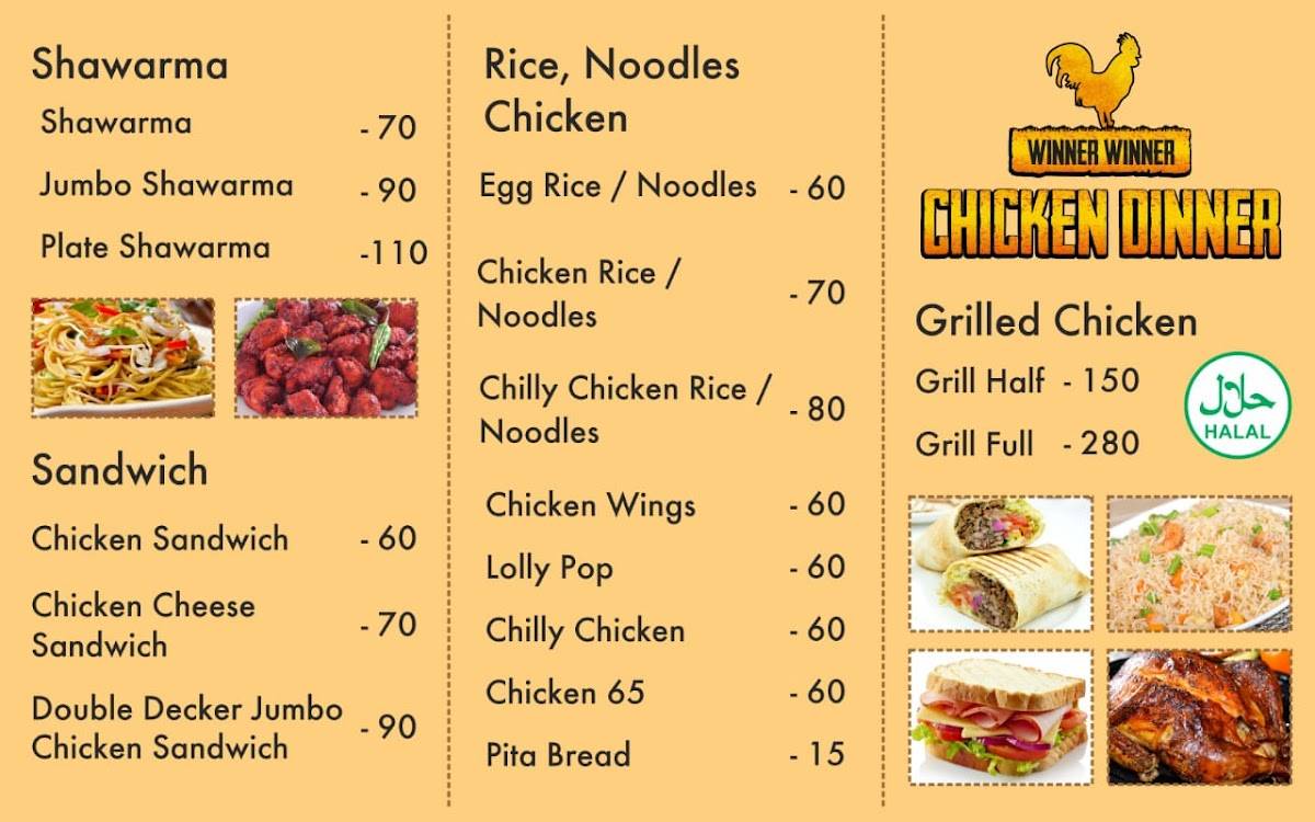 Menu at WINNER WINNER CHICKEN DINNER (FAST FOOD RESTURAND), Madurai