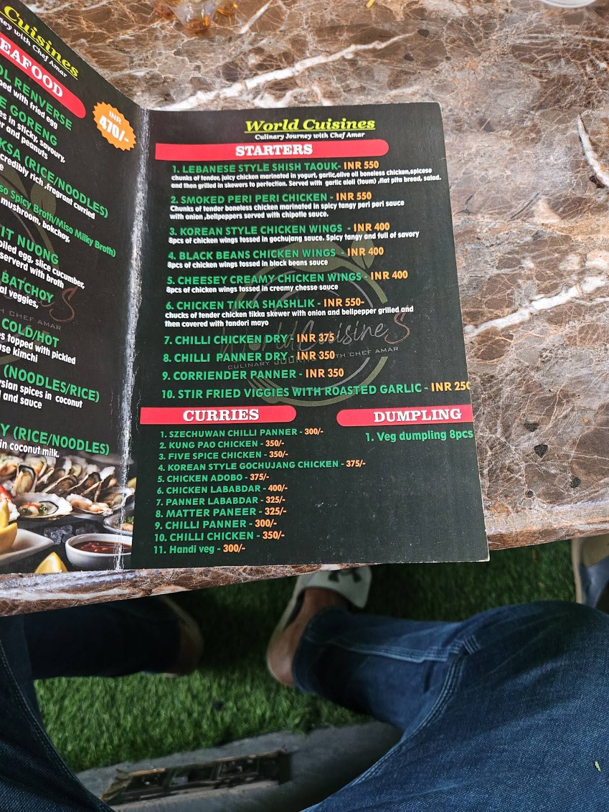 World Cuisines menu