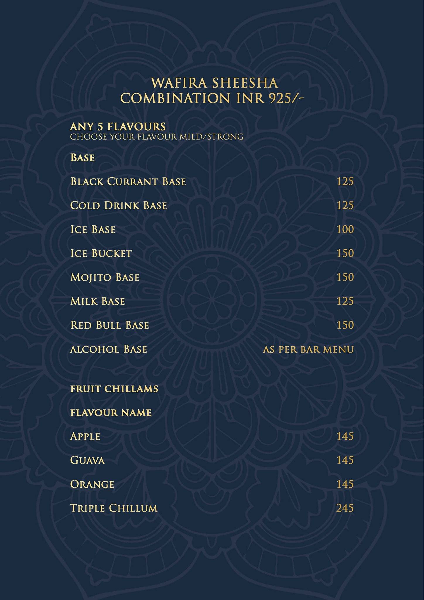 Wafira menu