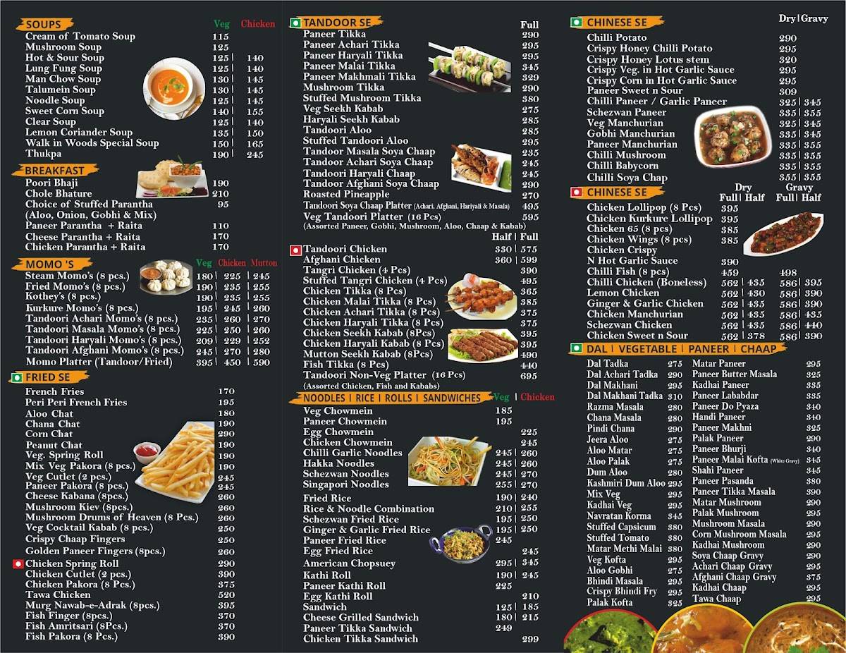 Walk In Woods Restaurant menu