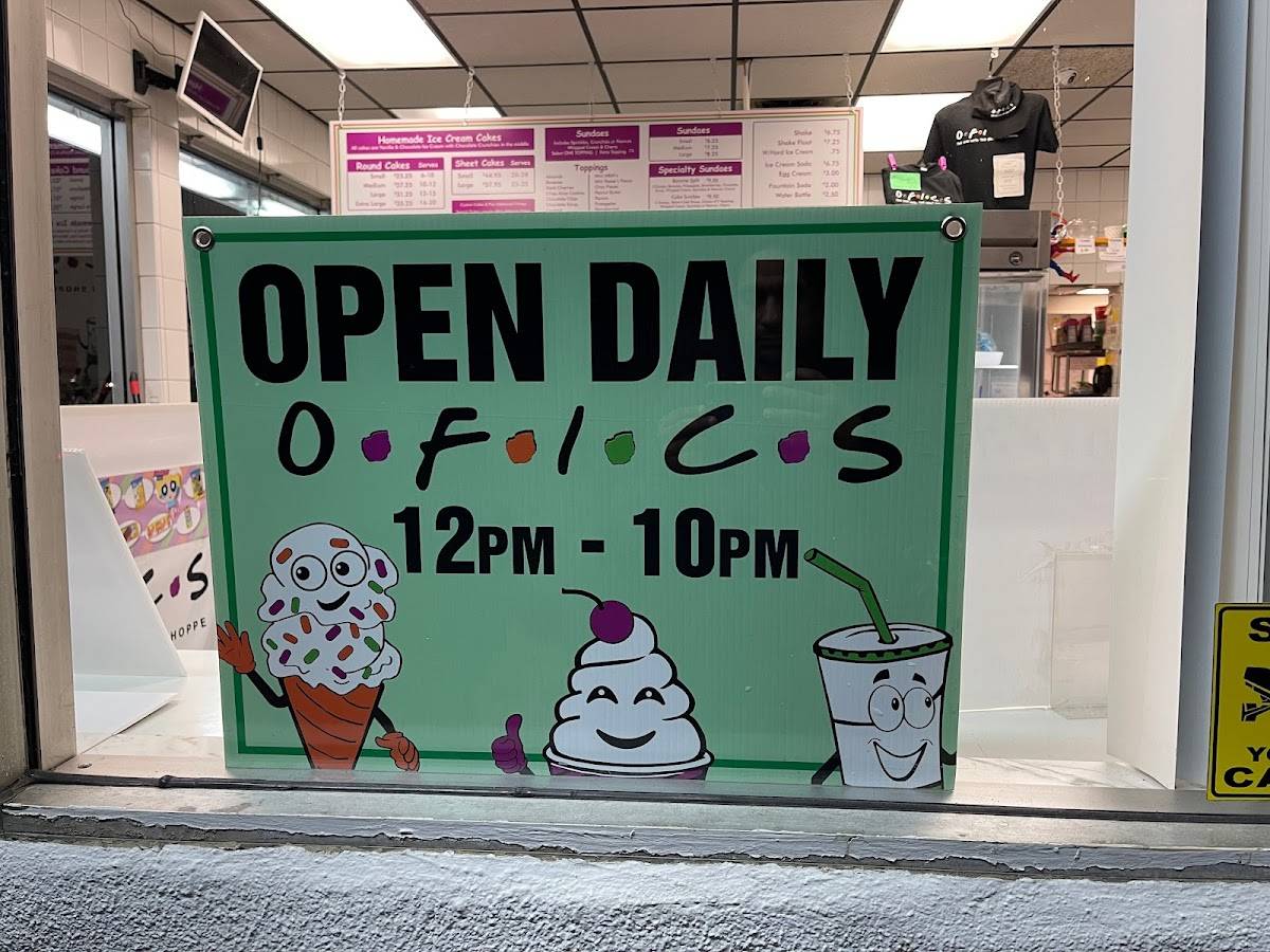 Menu at Old Fashioned Ice Cream, West Babylon