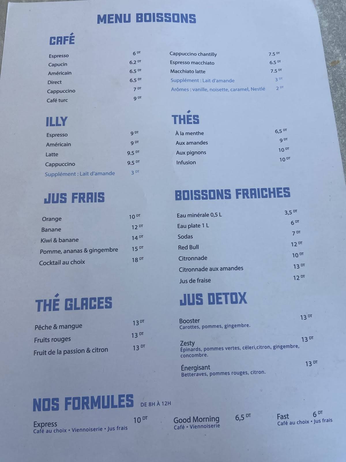 Menu de White Sidi bousaïd