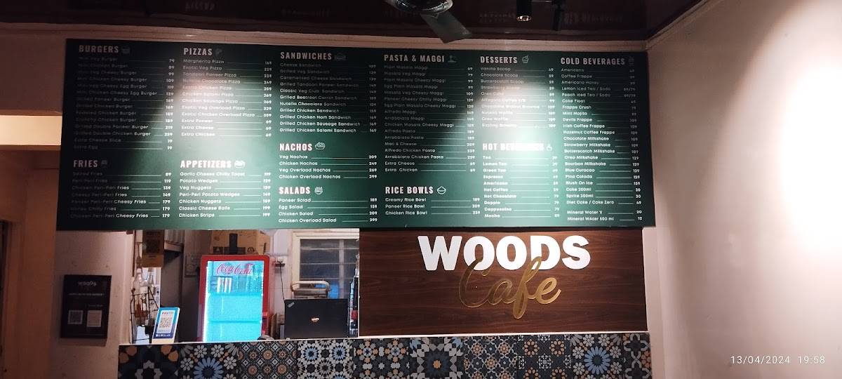 Woods Cafe menu