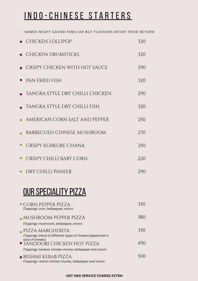 YOLO Lounge - Go Green (Bar Cum Restaurant) menu