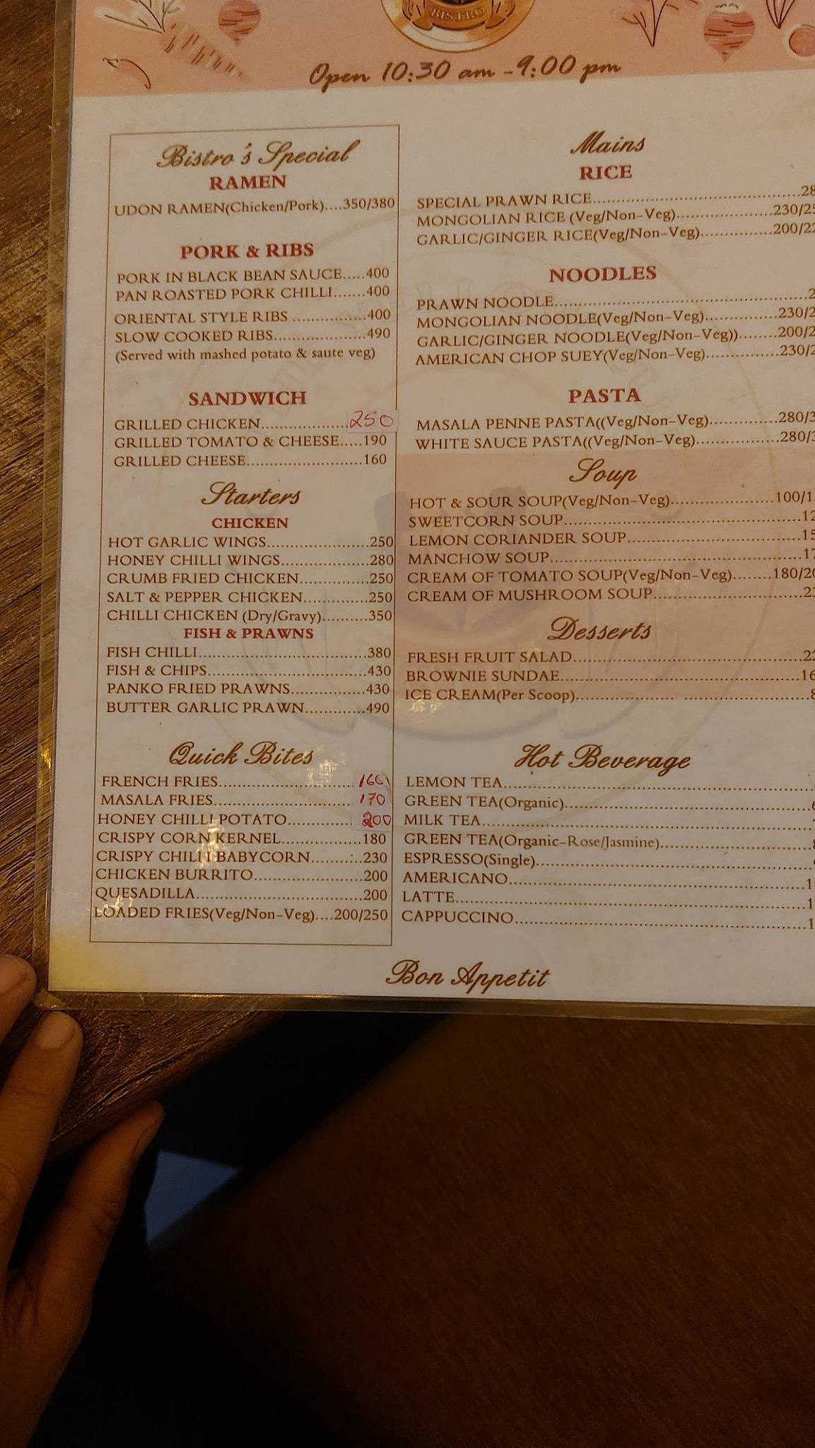 Yellow Cup Bistro menu