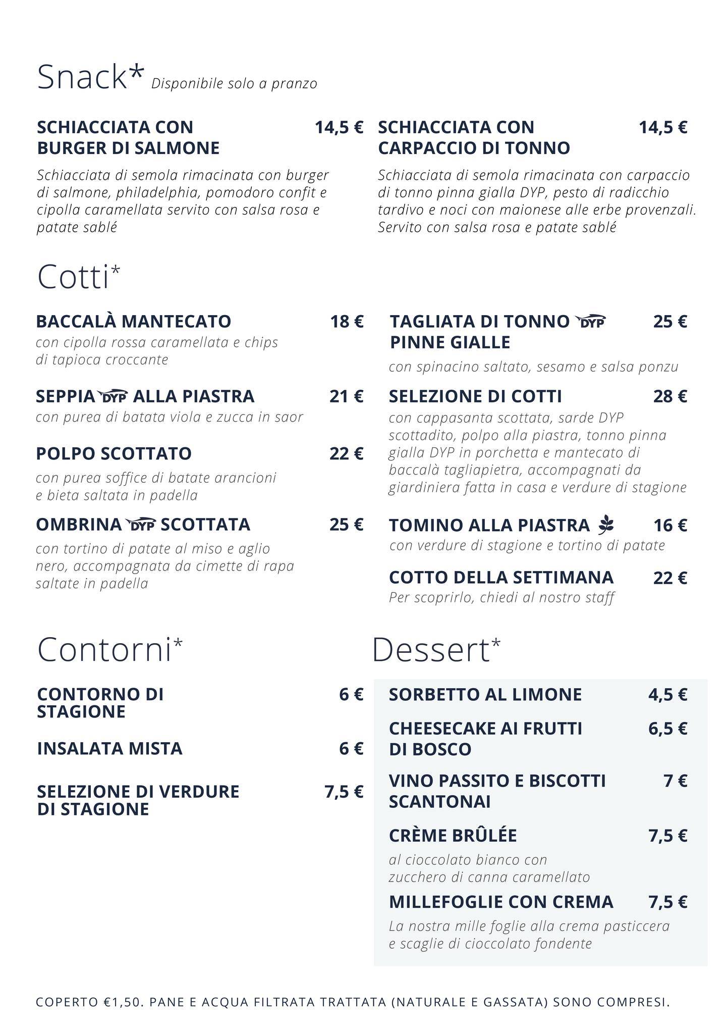 Menu di Ytheca by Fiorital 