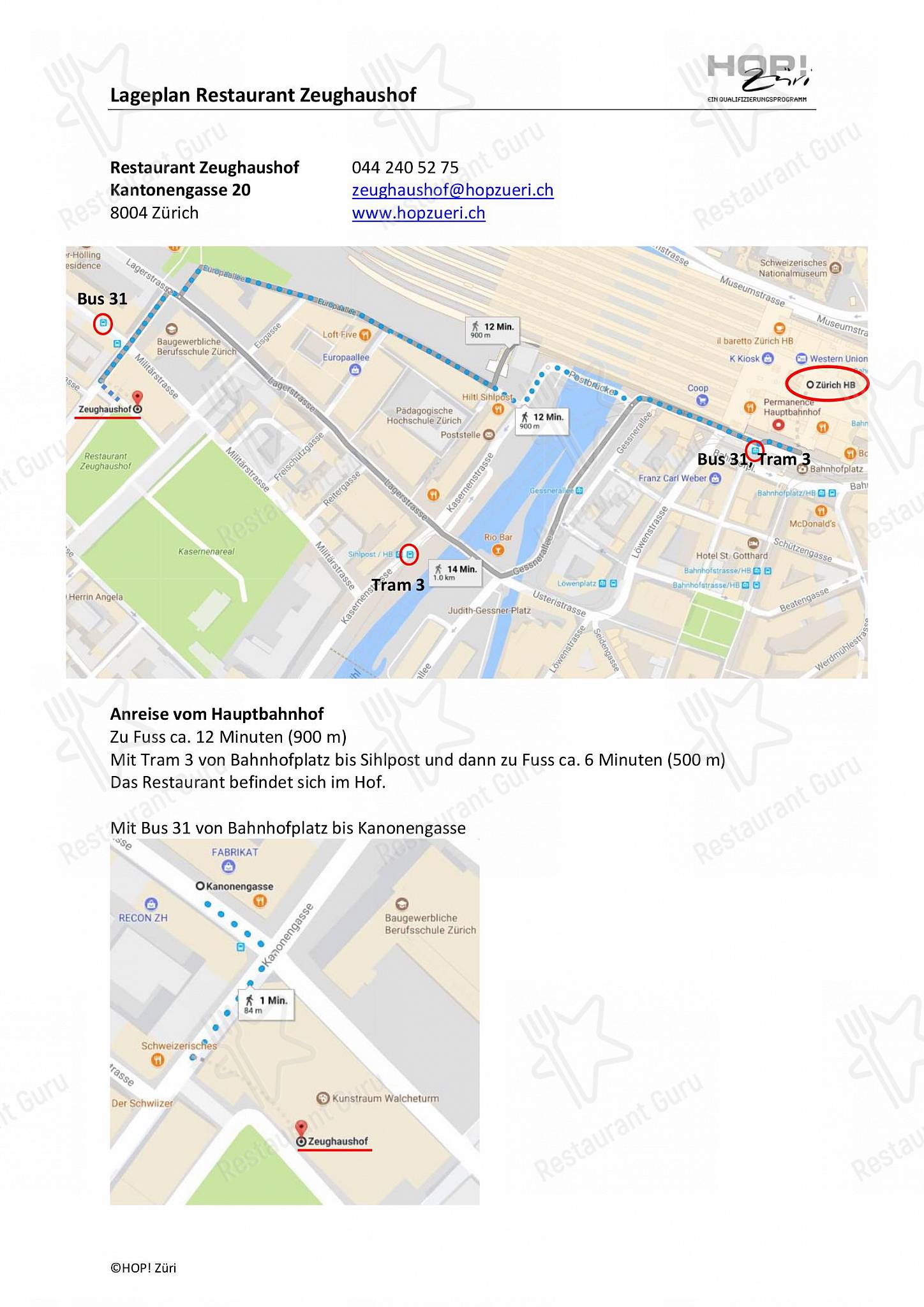 Menu di Restaurant Zeughaushof - Takeaway Menu