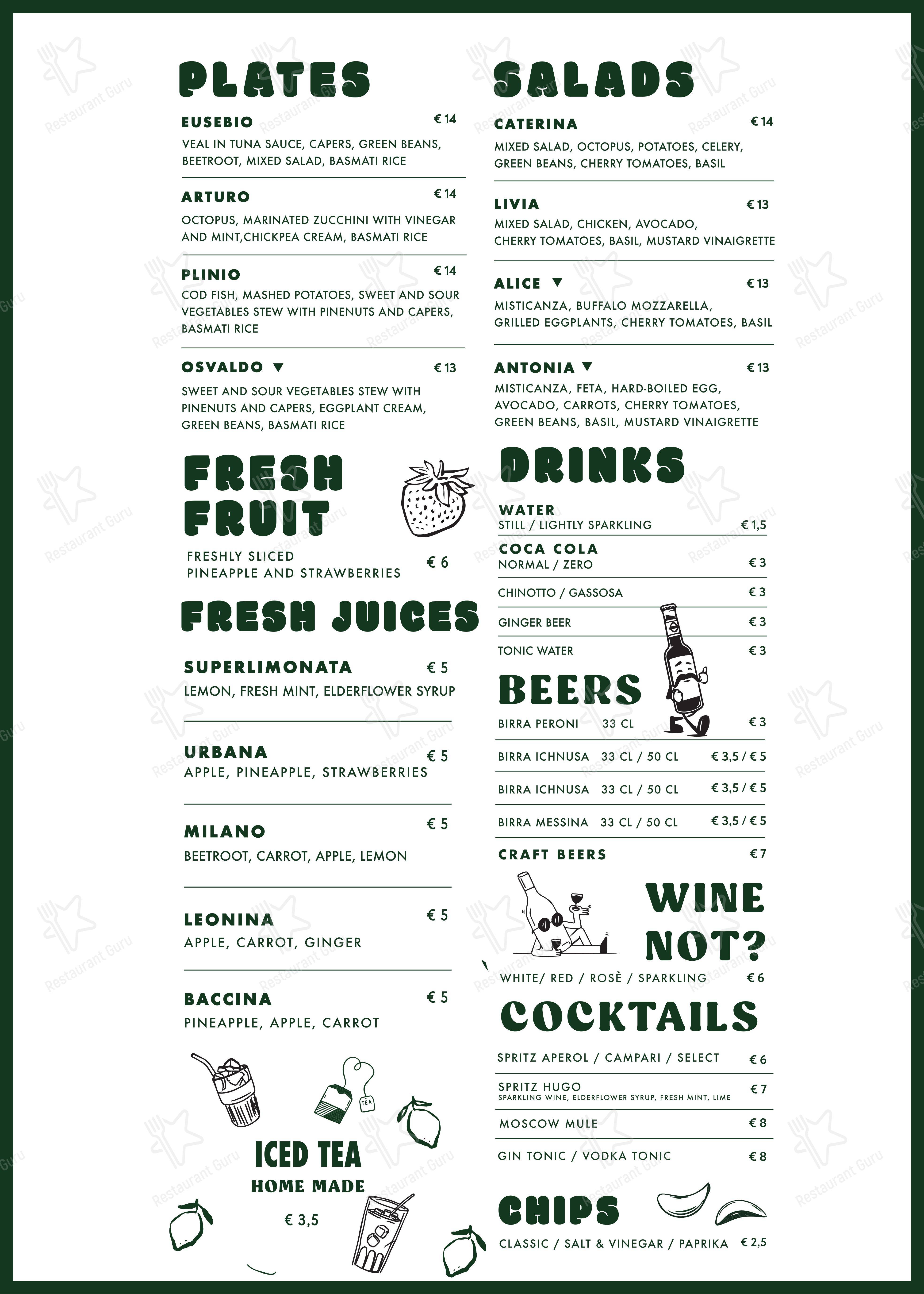 Menu di Zia Rosetta - Menu bar