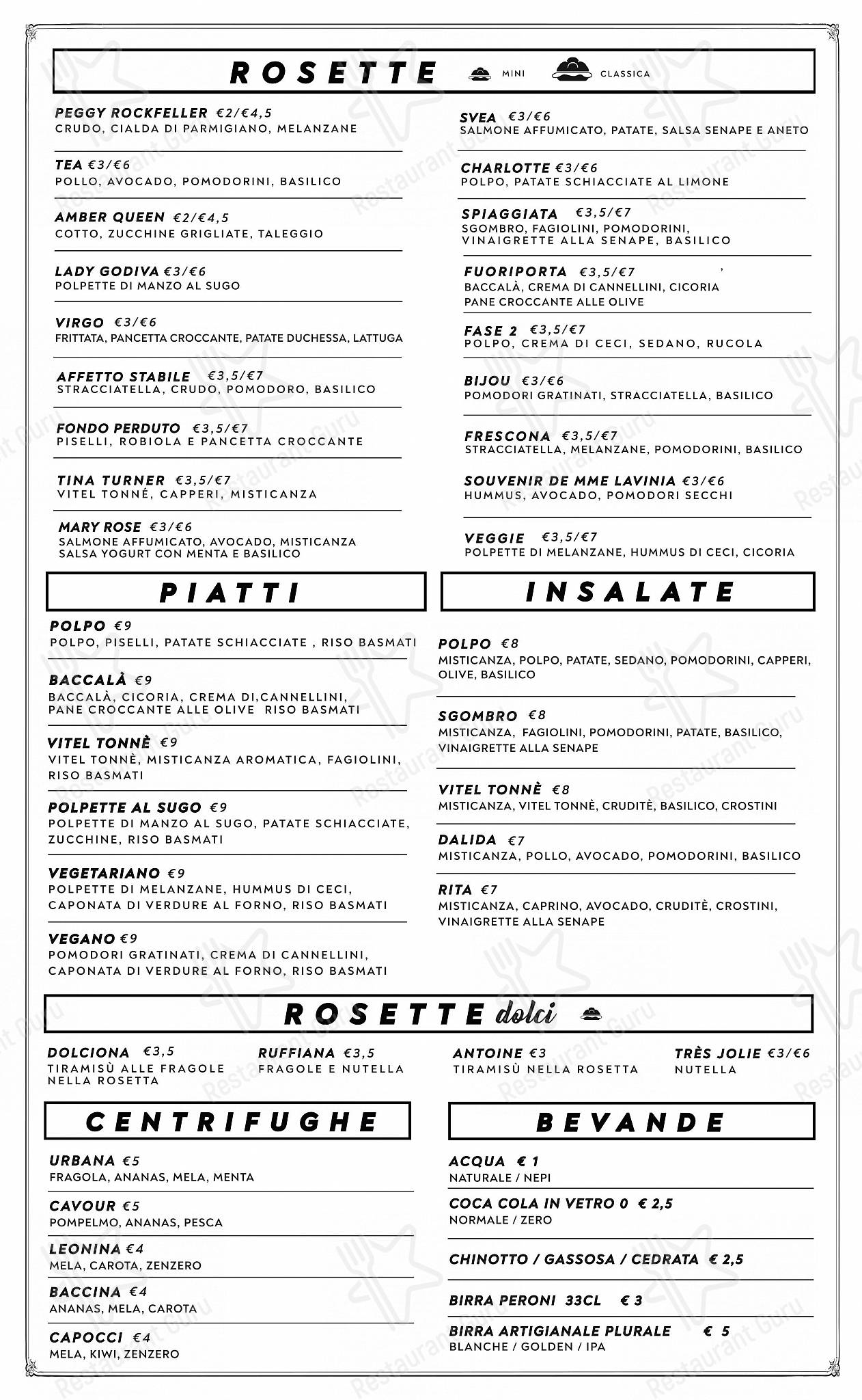Zia Rosetta in Roma - Крафт меню