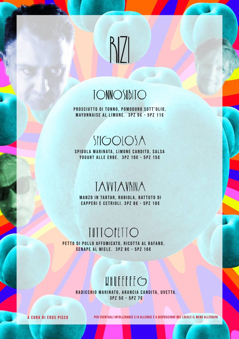 Menu di Zizania via Celestino Cocktail bar Milano 