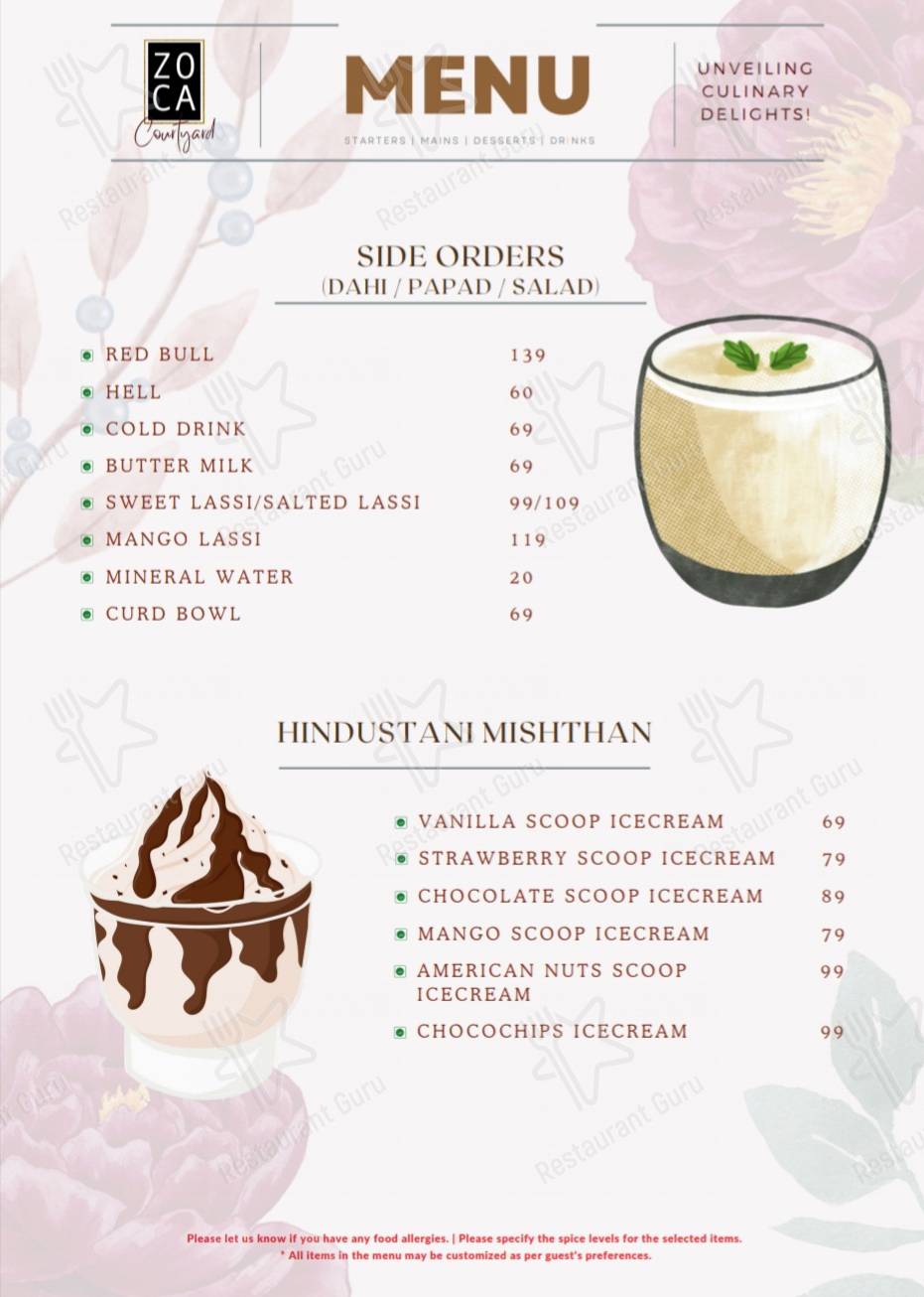 Check out the menu for Zoca Courtyard Barmer