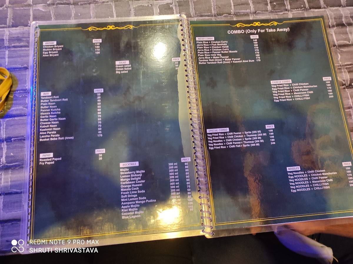 Zoop Restaurant menu