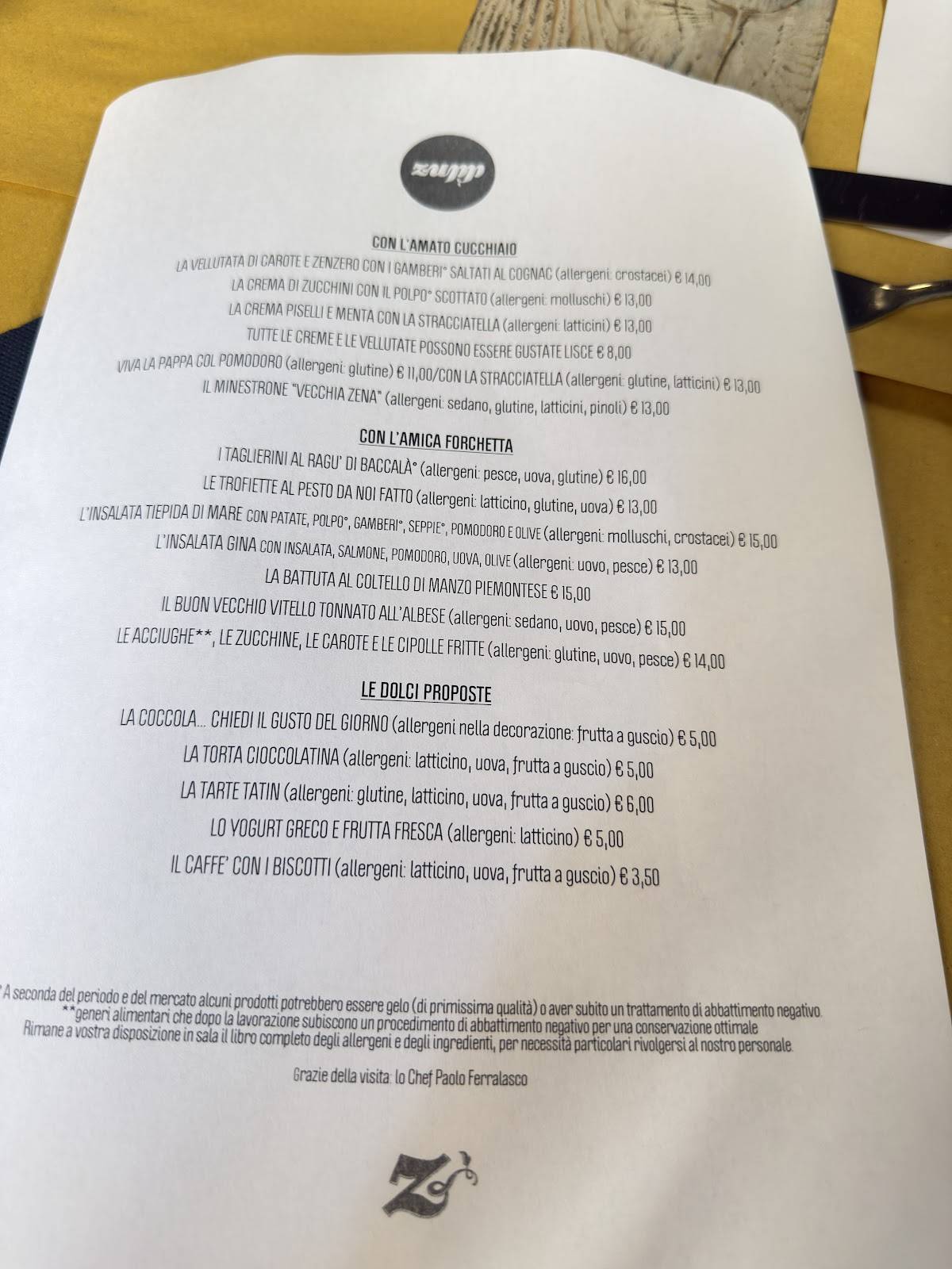 Menu di Zupp 