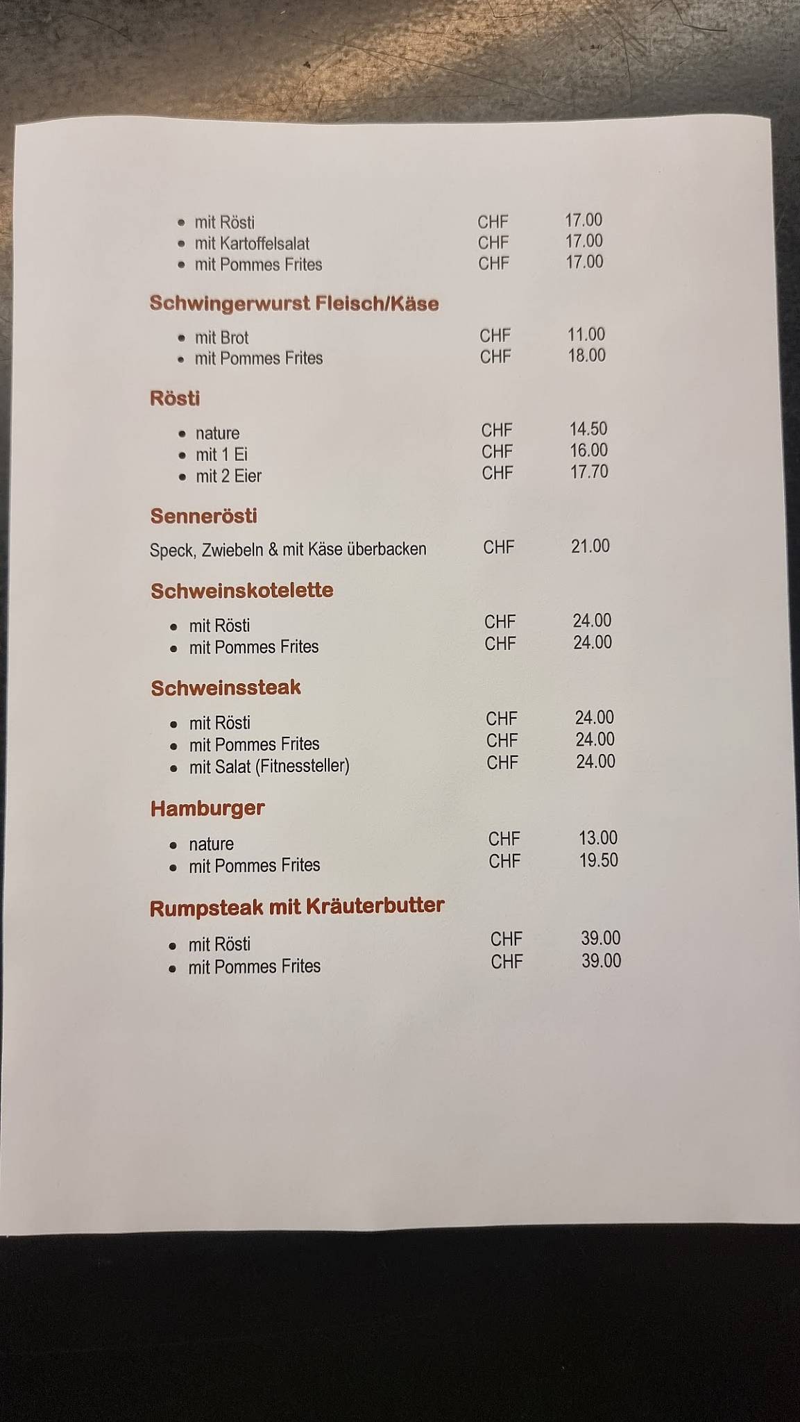 Menu di Restaurant Fang 
