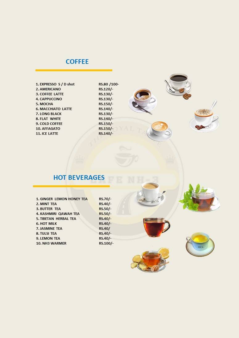 cafe NH 3 menu