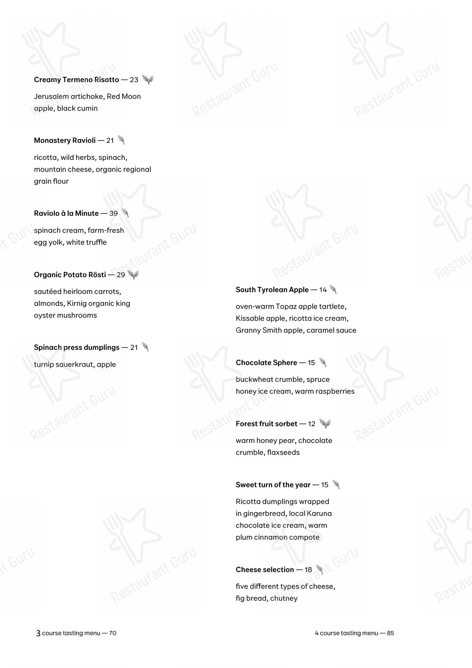 Menu per fink ristorante