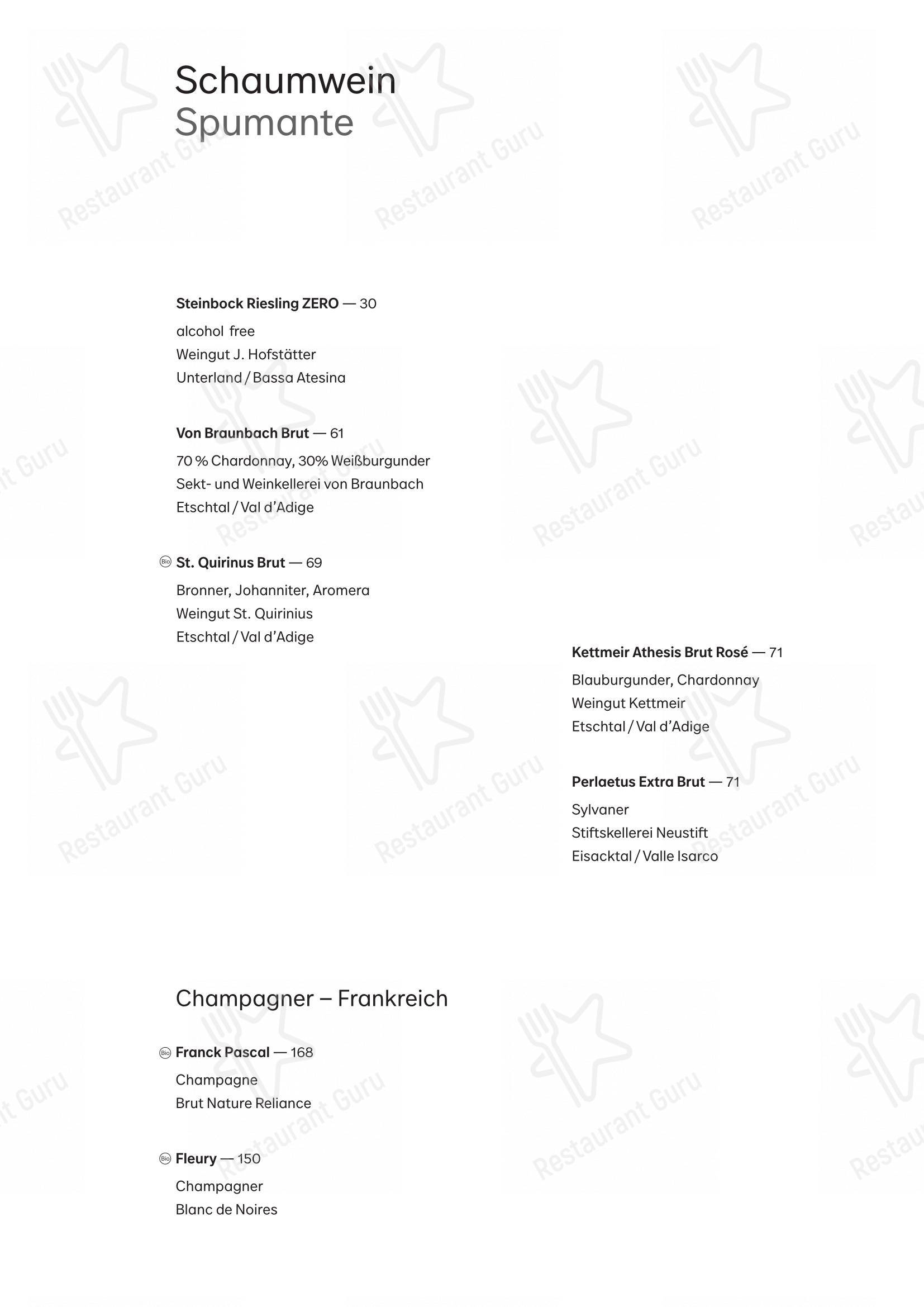 Menu bar per fink ristorante