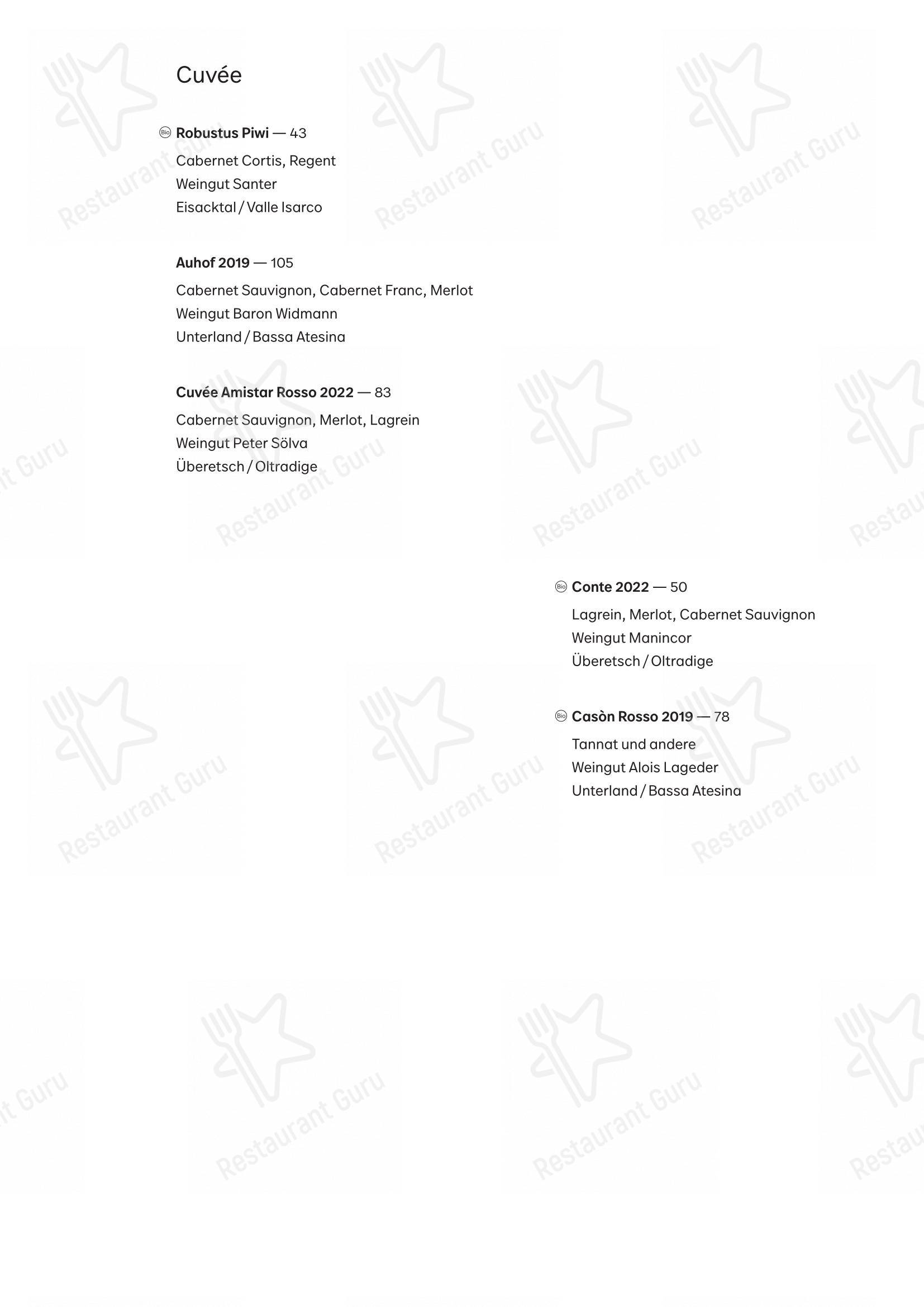 Menu bar per fink ristorante