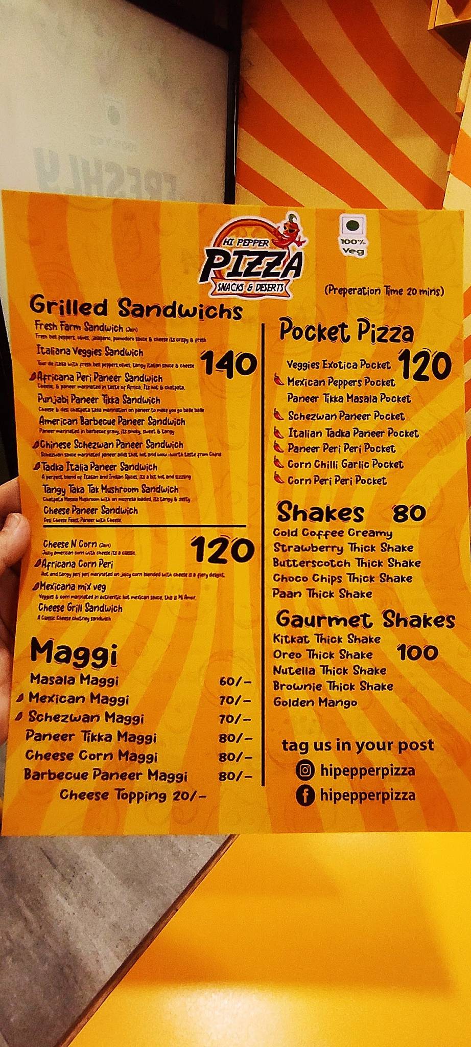 hi Pepper Pizza menu