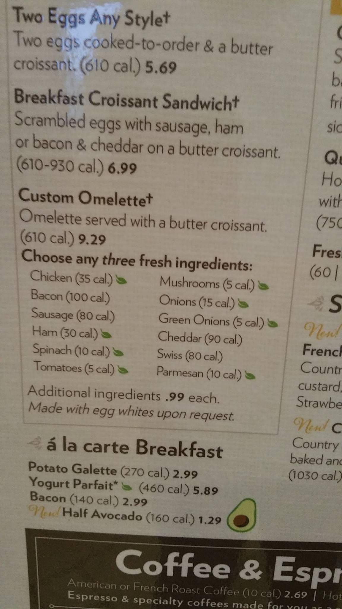 Menu at la Madeleine cafe, El Paso, N Mesa St