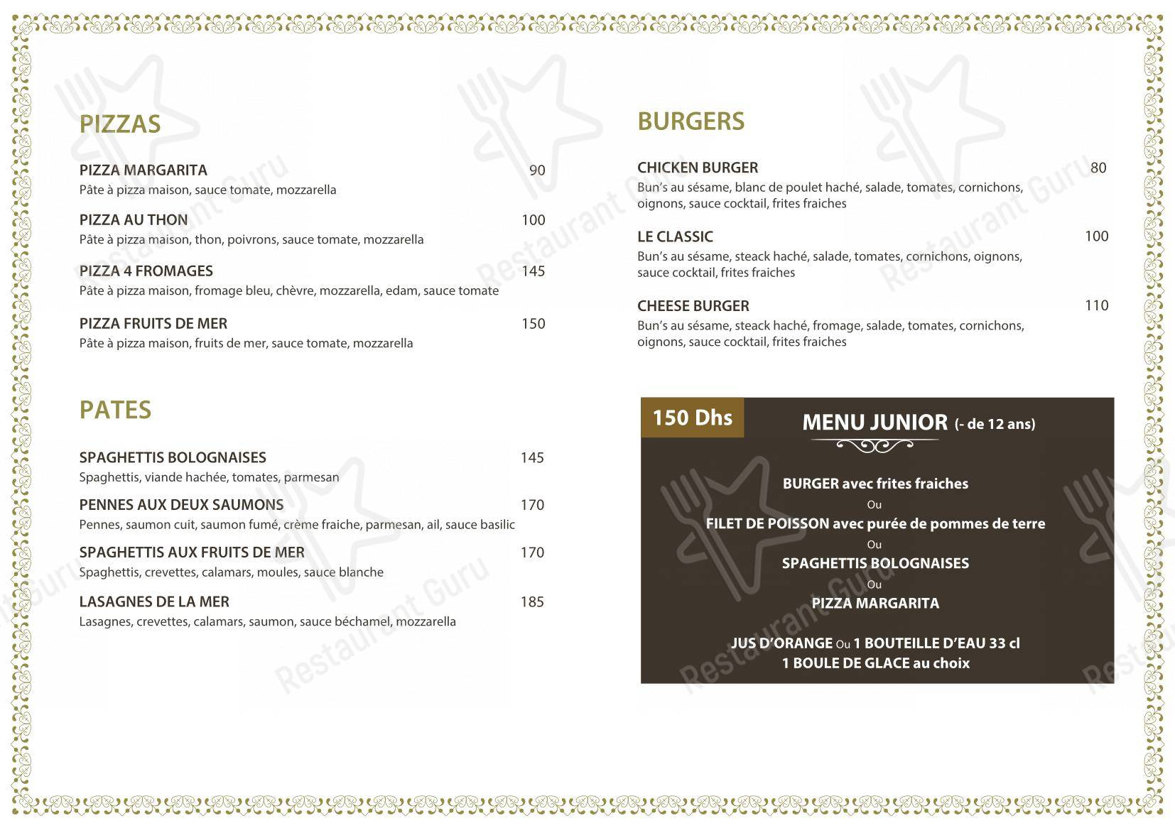 Le Dhow : Restaurant Lounge Club dans Rabat - Основное меню