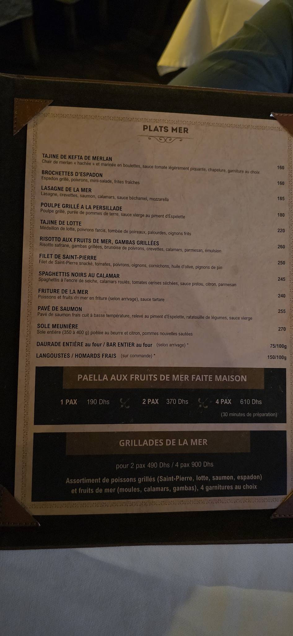 Menu de Le Dhow : Restaurant Lounge Club