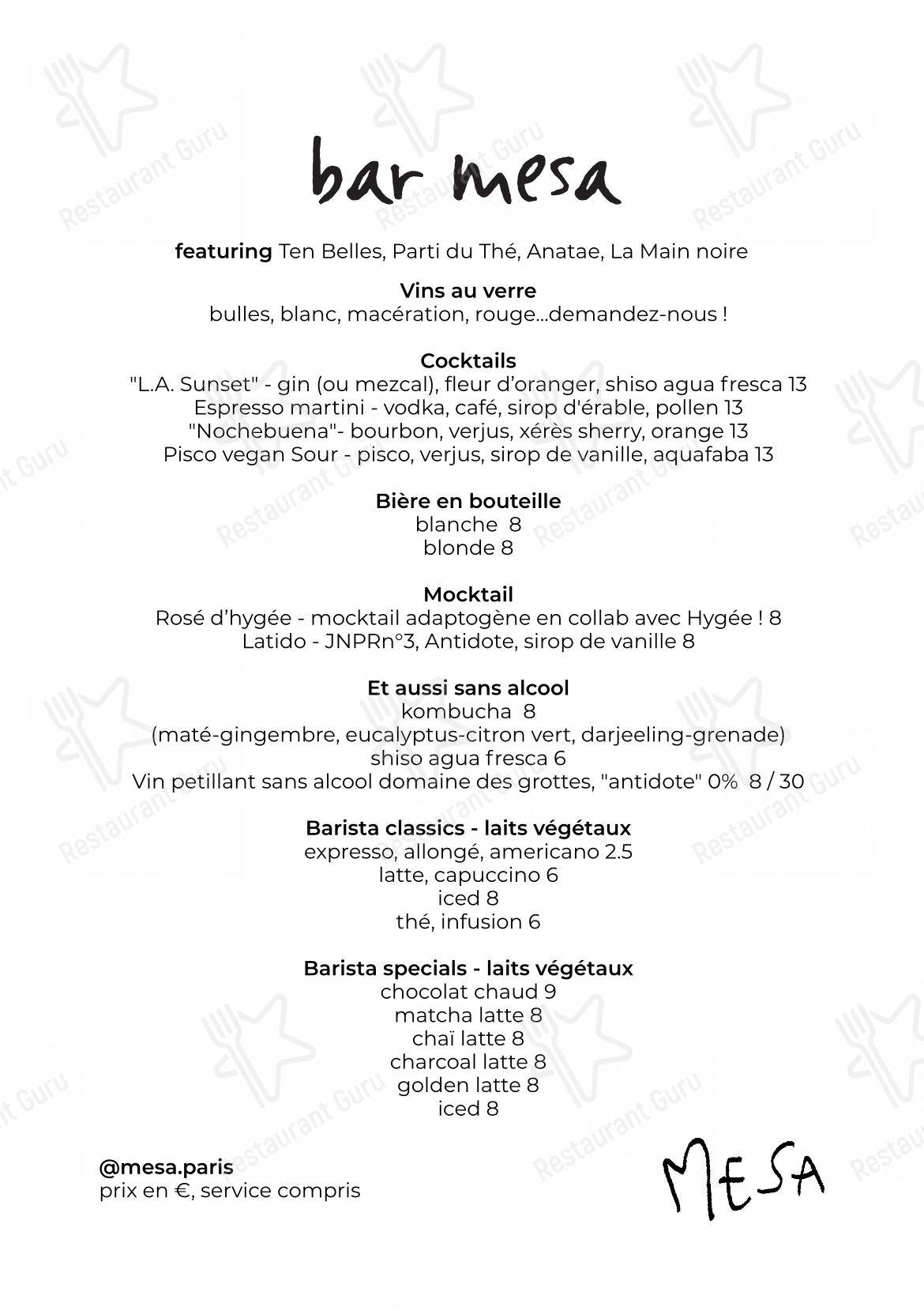 Takeaway Menu pour mesa de HOY - PlantBased Restaurant restaurant