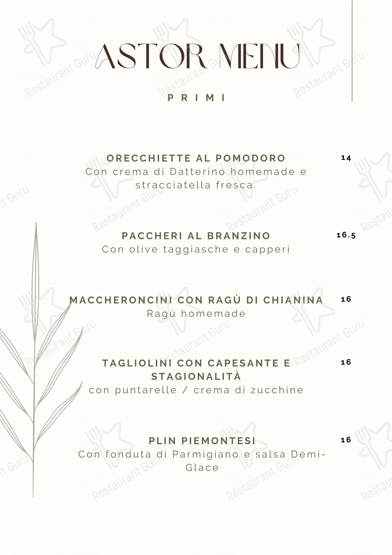 Astor in Belluno - Menu